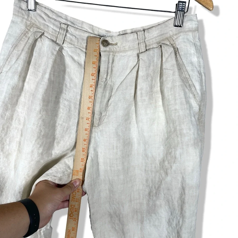 J.Crew Linen Trousers Mens 33 Beige Pleated Coastal Old Money Summer Pants